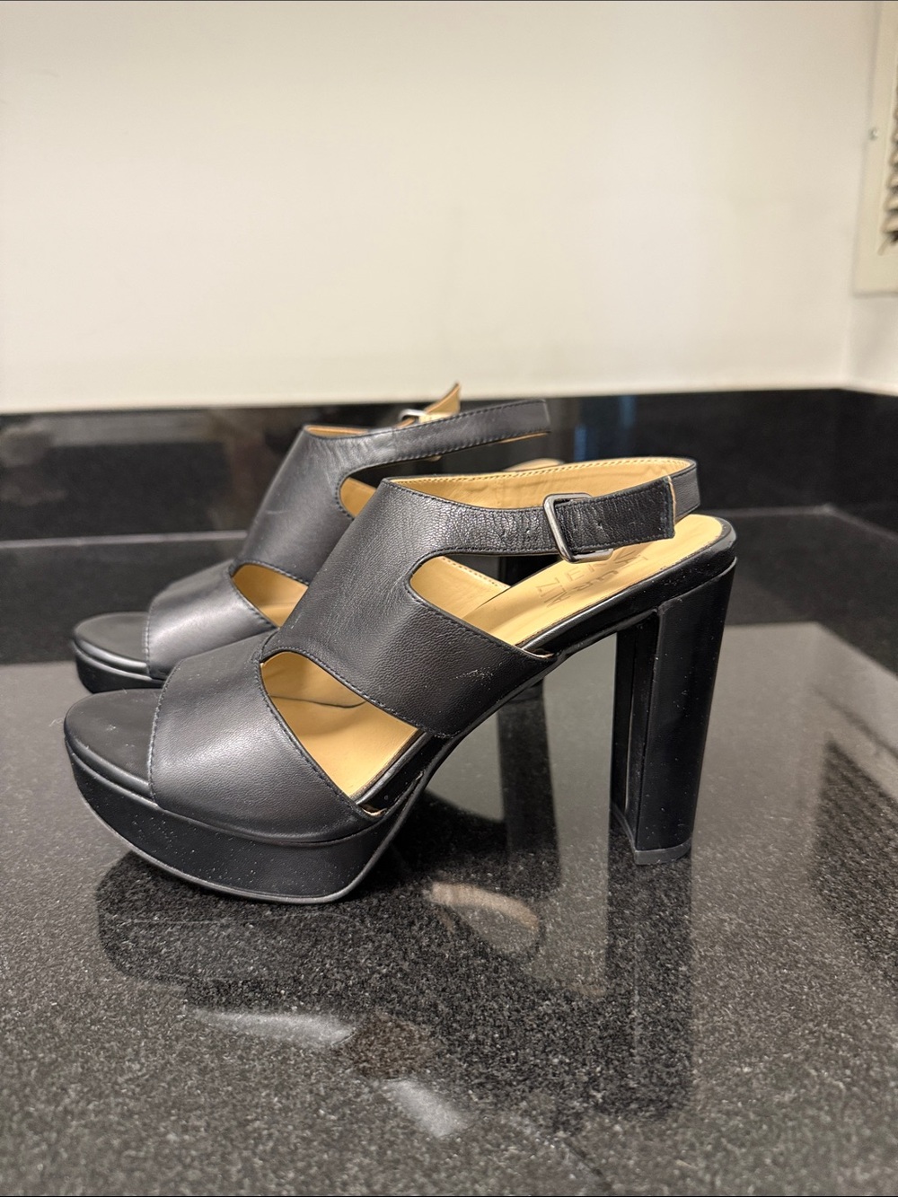 Black Platform High Heel Sandals - Women